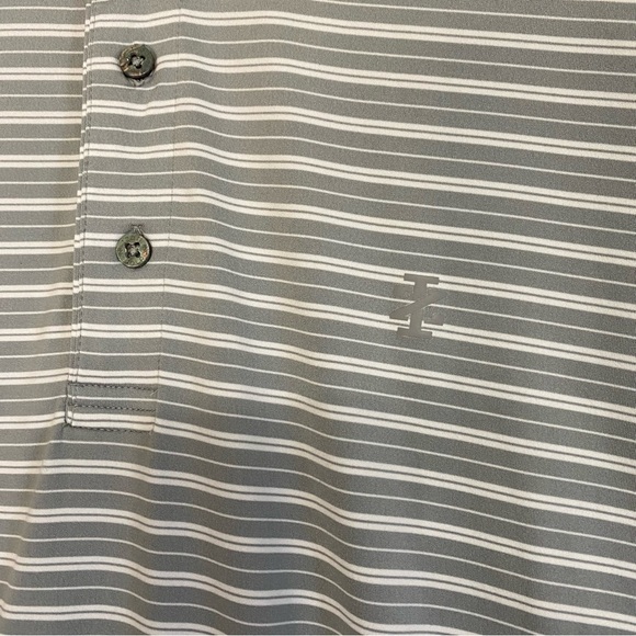Izod Golf Gray & White Stripe Polo Size Large - Picture 4 of 4